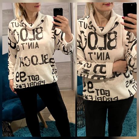 Dámska mikina s rolákom a nápismi (uni), l / m / s