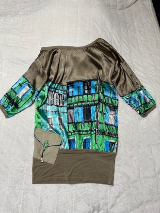 Asymetrická hodvábna blúzka zn. magenta, m