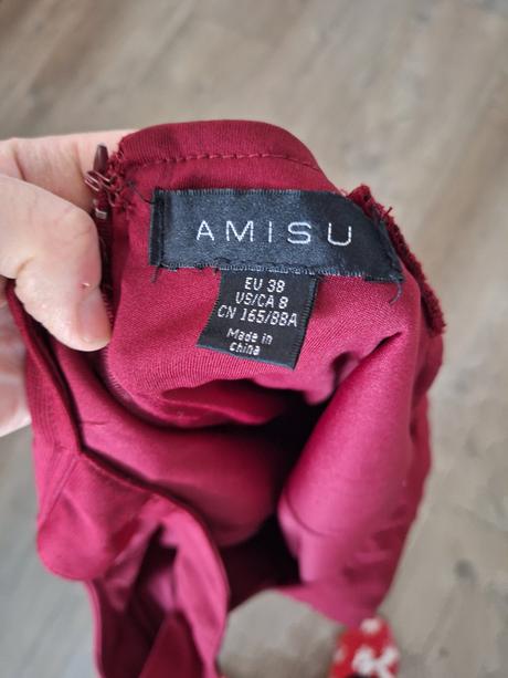 Bordove šaty s flitrami, amisu,38