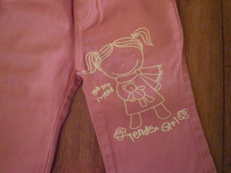 Ružové rifličky s dievcatkom 80/86 top stav, 80