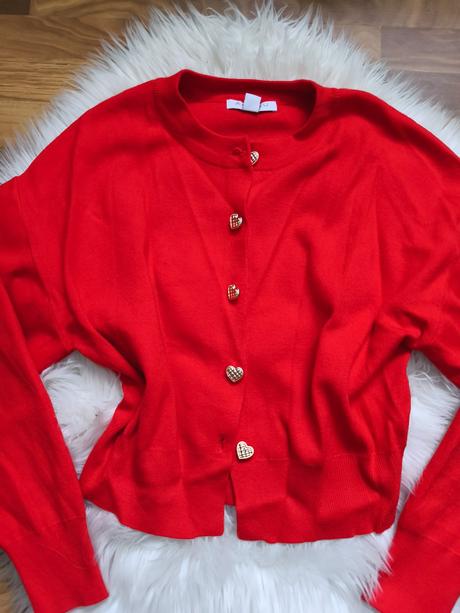 Dámsky štýlový svetrík s gombíkmi srdiečka, amisu,l