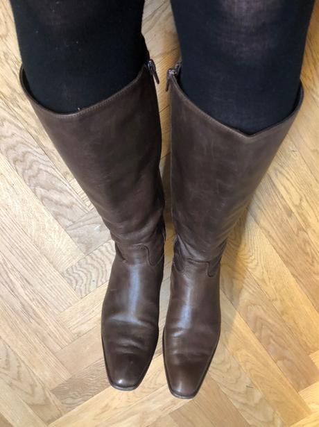 Čokoládovo hnedé kožené čižmy 39, 39