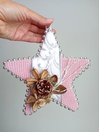 Vianočná hviezda - ružovo strieborná, 