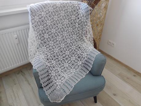 Obrus háčkovaný biely veľký, 