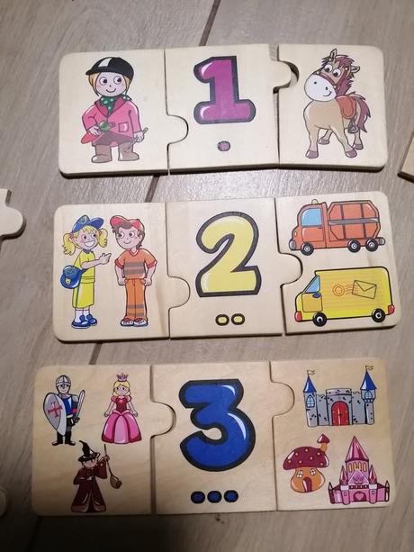 Drevené puzzle na učenie čísel,