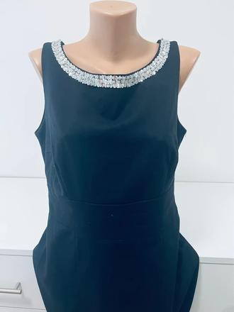 Čierne elegantné šaty h&m so strieborným výstrihom, h&m,46