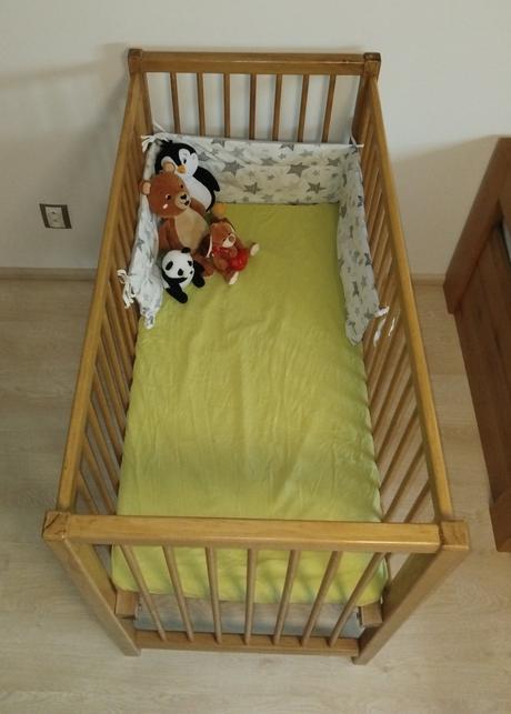 Ručne robená dubová detská postieľka z masívu, šírka (cm): 65,dĺžka (cm): 120