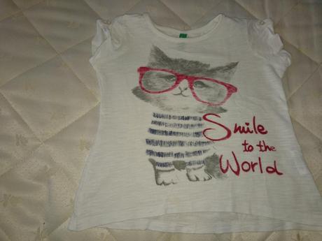 Tričko s mačičkou, benetton,80