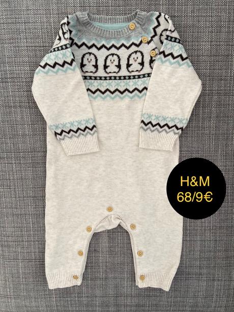 H&m svetríkový overal tučniaky 68, h&m,68