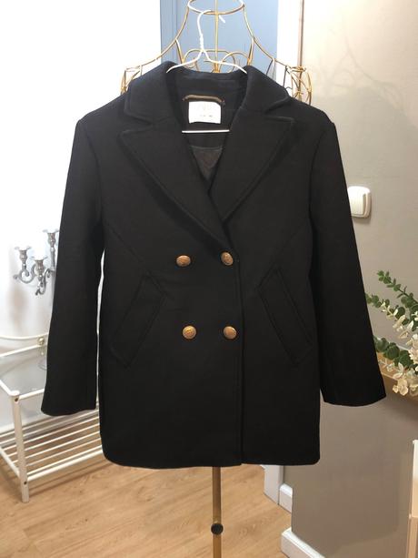Zara kvalitný čierny kabát, zara,152