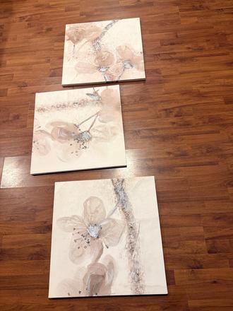 Ikea 3 veľké obrazy kvety, 