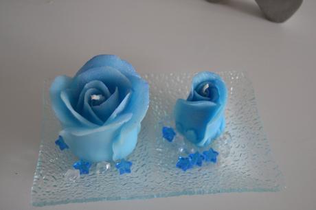 Modrá sviečková dekorácia hand made, 