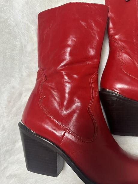 Červené kožené kozačky zn. zara, zara,40