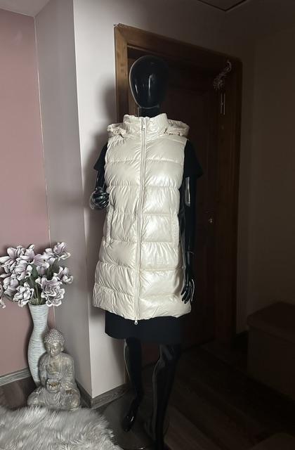 Metalická béžová predĺžená vesta, l / m
