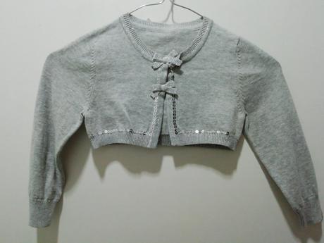 Sivo strieborný sveter / bolerko s mašličkami, george,98