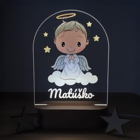 Detská nočná lampa s vlastným menom anjelik iii.,