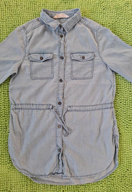 Riflová predĺžená košeľa v.146, h&m,146