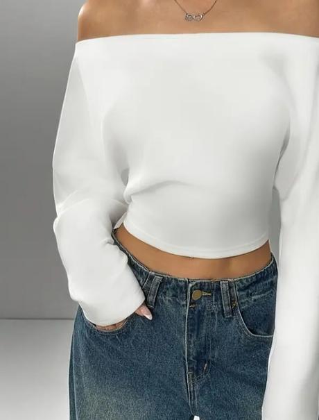 Shein crop top off shoulder, l / m