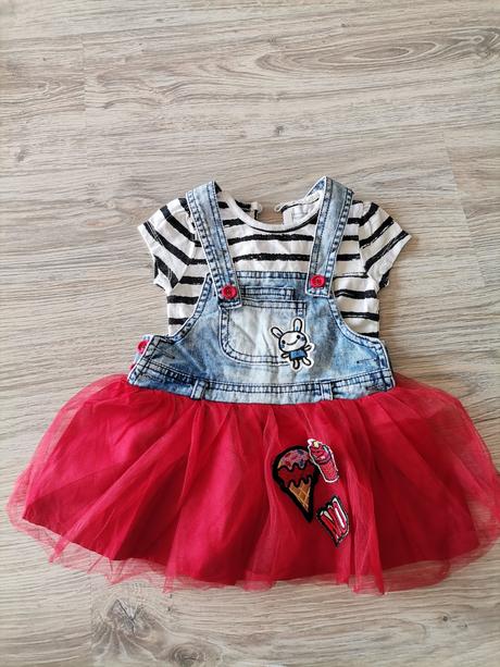 Dievčenský štýlový set - šaty a tričko, 74