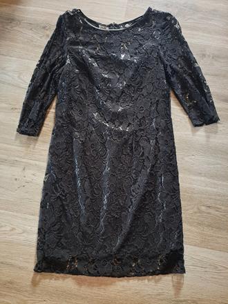 Cierne cipkovane midi saty, 46