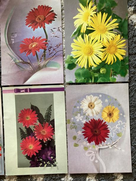 Retro pohľadnice kvety 80-90te roky, 