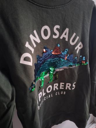 H&m flitrovaná dinosaur mikina, h&m,128