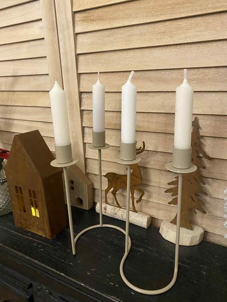 Kovový svietnik na 4 vysoké sviečky - sivohnedý, 