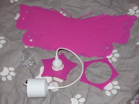 Plastová ružová lampa motýle - skladacia, 
