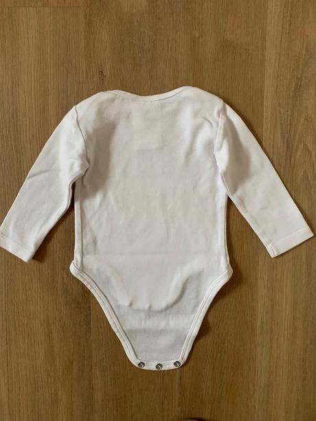 Jednoduché biele body s medvedíkom, h&m,62