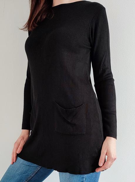 Čierny predĺžený tenký sveter, atmosphere,m