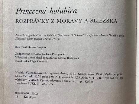Princezná holubica prvé vydanie 1986,