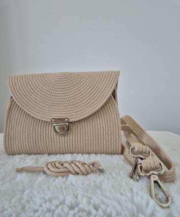 Handmade béžová kabelka 2 v 1,