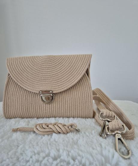 Handmade béžová kabelka 2 v 1,