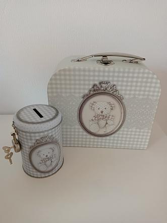 Set vintage kufrík s pokladničkou,