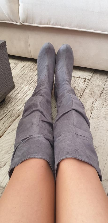 Semišové prechodné čižmičky nad kolená, 37