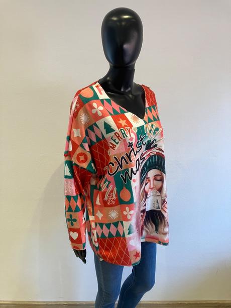 Dámske svetrové tričko so zimným motívom (uni), l / m / s / xl