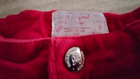 Červené menčestrové nohavice, 128