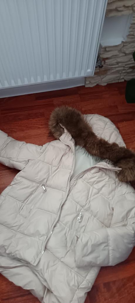 Krémová bunda s kožušinou, xxl