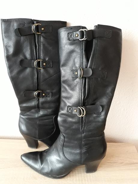 Čierne kožené čižmy, deichmann,37