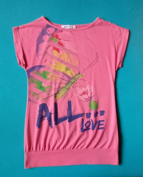 Dievčenské tričko s písmenkami a s motýľom, 164