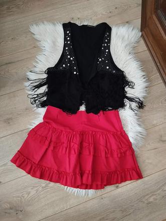 Dámska čierna vesta s strapcami, l