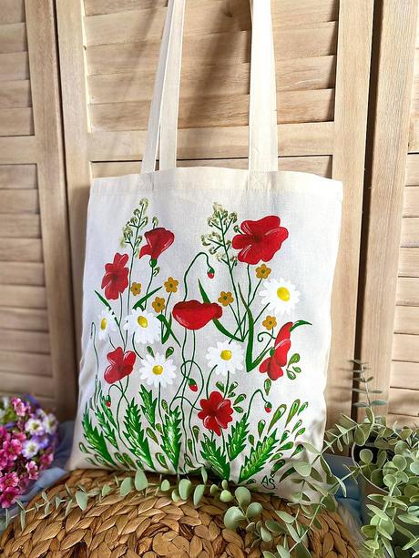 Plátené, ručne maľované tašky, 