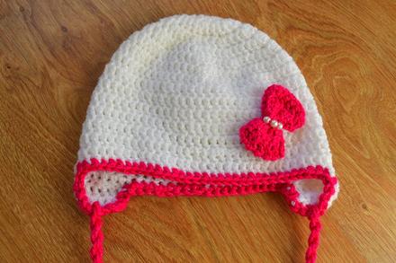 Háčkovaná čiapočka s mašličkou, 50 - 158