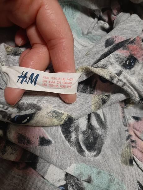 Nádherné tričkové šatičky s mačičkami na 4-6r., h&m,116