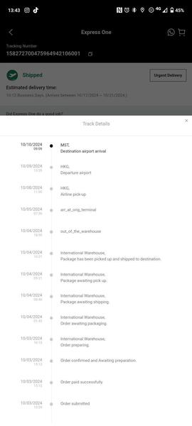 Príde objednávka z Shein do 18. októbra?