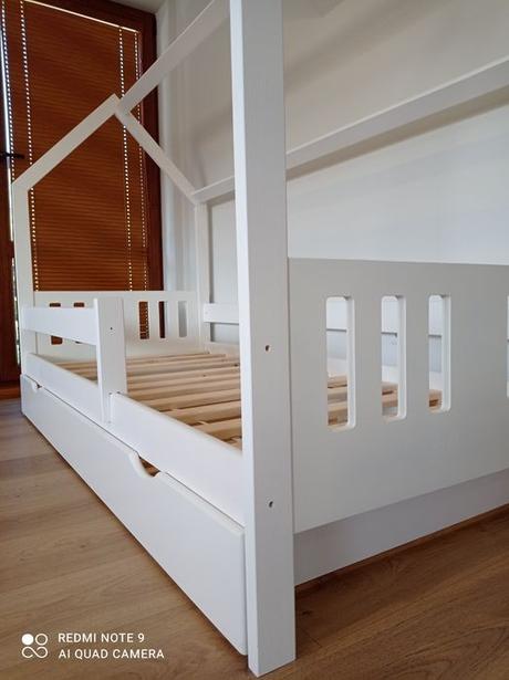 Drevená posteľ domček 180 biely dmj s prístelkou, šírka (cm): 80,dĺžka (cm): 180