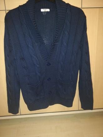 Tmavomodry sveter koton (9-10), 140