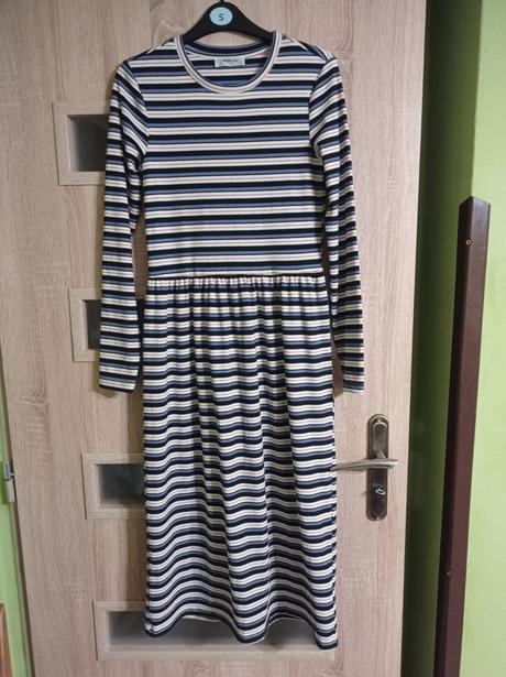 Pruhované midi šaty, xs