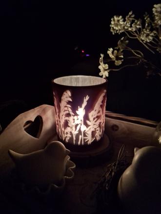 Nadherny skleneny svietnik jesenne travy, 