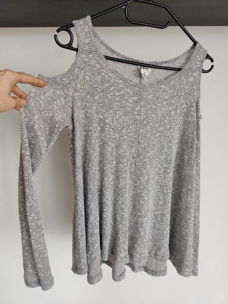 Mäkučký top na dlhý rukáv s odhalenými ramenami, aeropostale,s